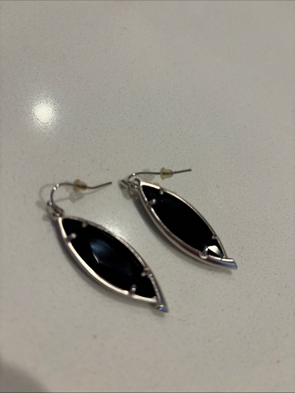 Kendra Scott Black and Silver Marquise Drop Earrings